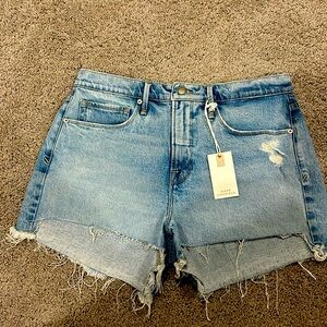 Good American Jean Shorts Womens 6 Cut Off Denim Distressed Retail $119